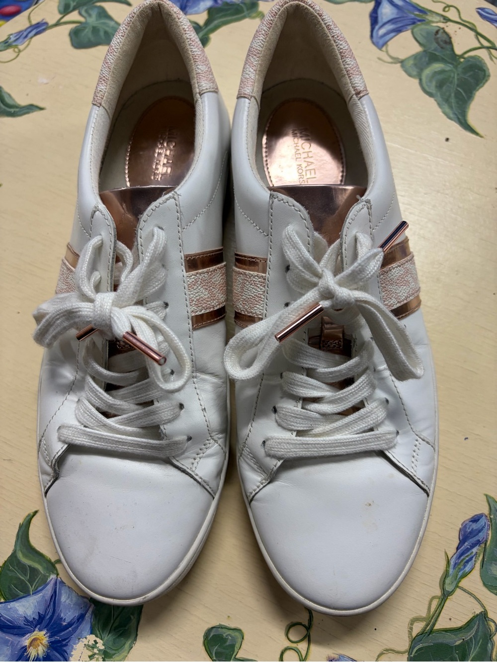 Michael Kors White Sneakers with Rose Gold Accents